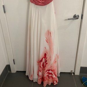 Pink and White Flower Formal, Wedding, or Prom Gown Size 0